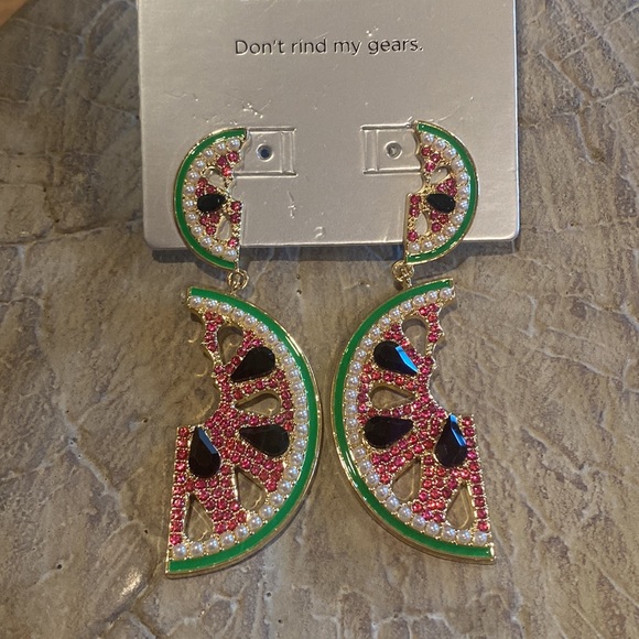 Sugarfix Baublebar Watermelon Need For Seed Earrings Goldtone Statement Pearl - Picture 7 of 10